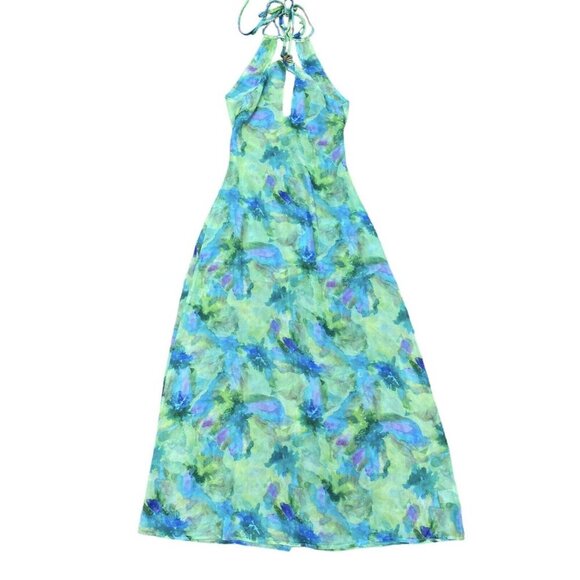 For Love and Lemons Sz S Dress Green Halter Maxi Retro Boho Resortwear Preppy - Picture 1 of 9